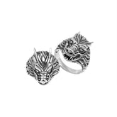 Handcrafted sterling silver dragon head statement ring with detailed Balinese carvings and oxidized finish – bold mythical artisan jewelry for men and women.